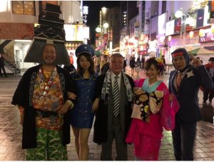 中州まつり花魁仮装の平野綾菜とheartfullブルー衣装の吉田知世