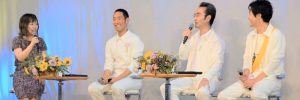 いだてんトークツアーステージ上でMC平野綾菜と出演者３人トーク中
