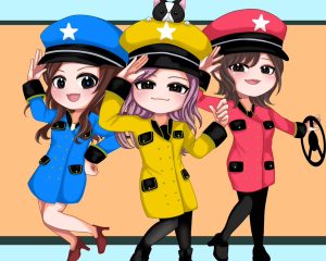 女の子3人が衣装をきたキャラクター画像